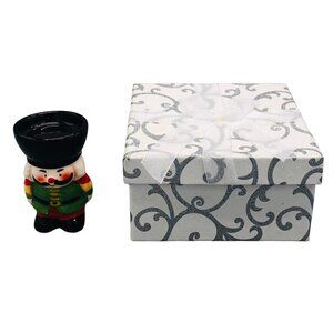 Christmas Nutcracker Tea Candle Holder 3" Tall And Gift Box READ